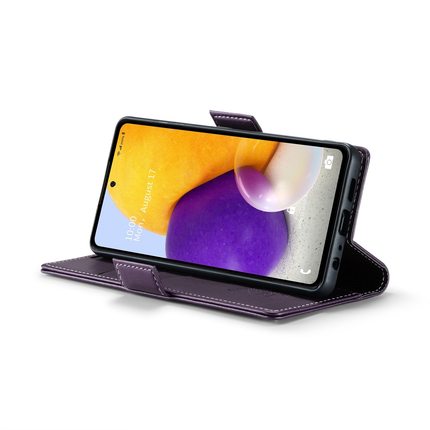 For Samsung Galaxy A72 Case - RFID Blocking Litchi Leather Wallet with Stand & Card Slot