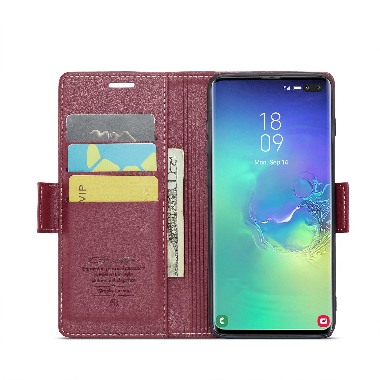 For Samsung Galaxy S10+ Case - RFID Anti-Theft, Butterfly Buckle, Litchi Leather with Card Slot & Stand