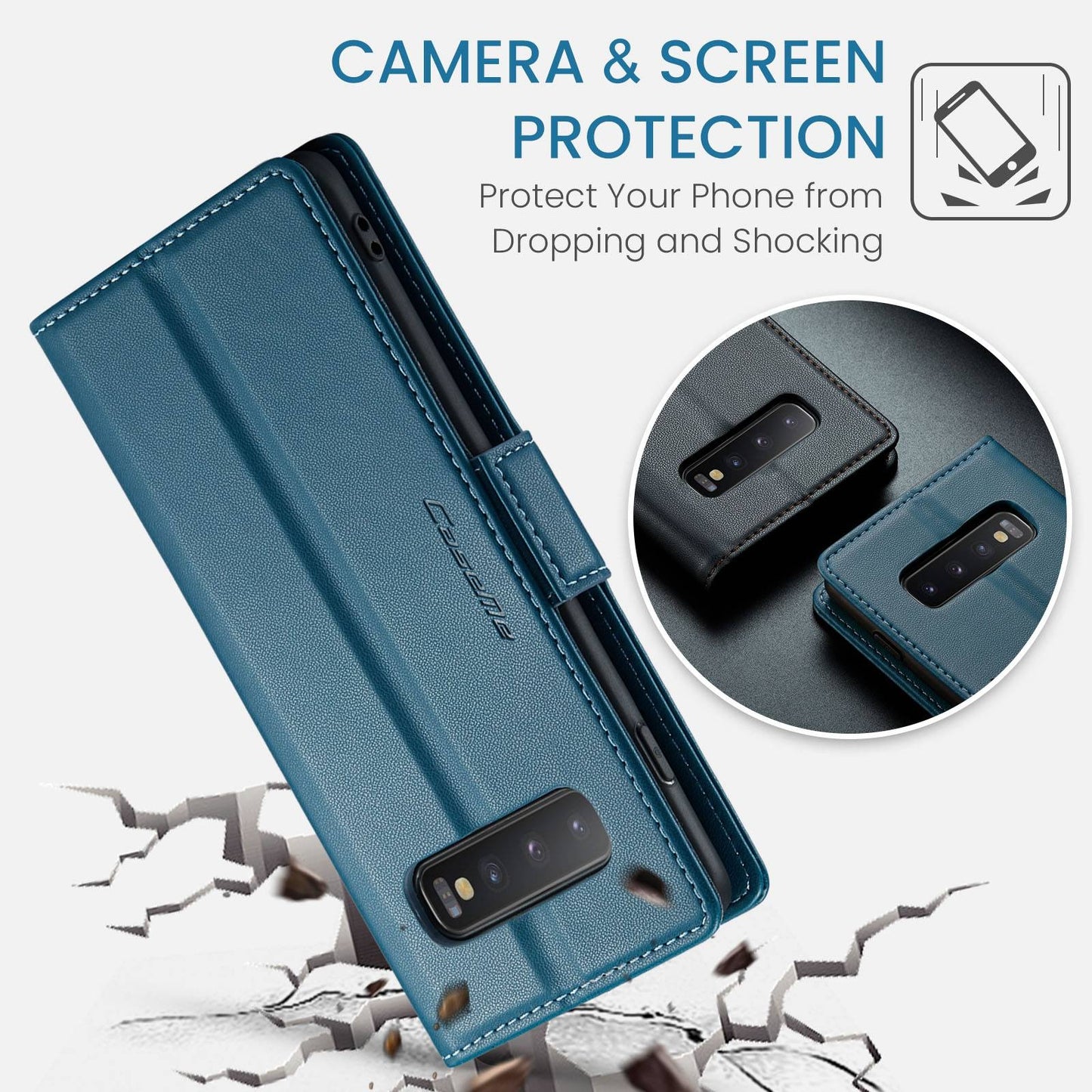 For Samsung Galaxy S10+ Case - RFID Anti-Theft, Butterfly Buckle, Litchi Leather with Card Slot & Stand