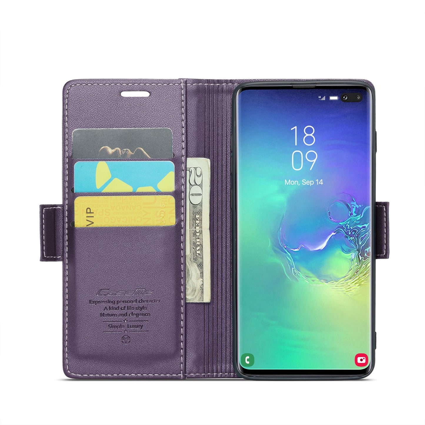 For Samsung Galaxy S10+ Case - RFID Anti-Theft, Butterfly Buckle, Litchi Leather with Card Slot & Stand