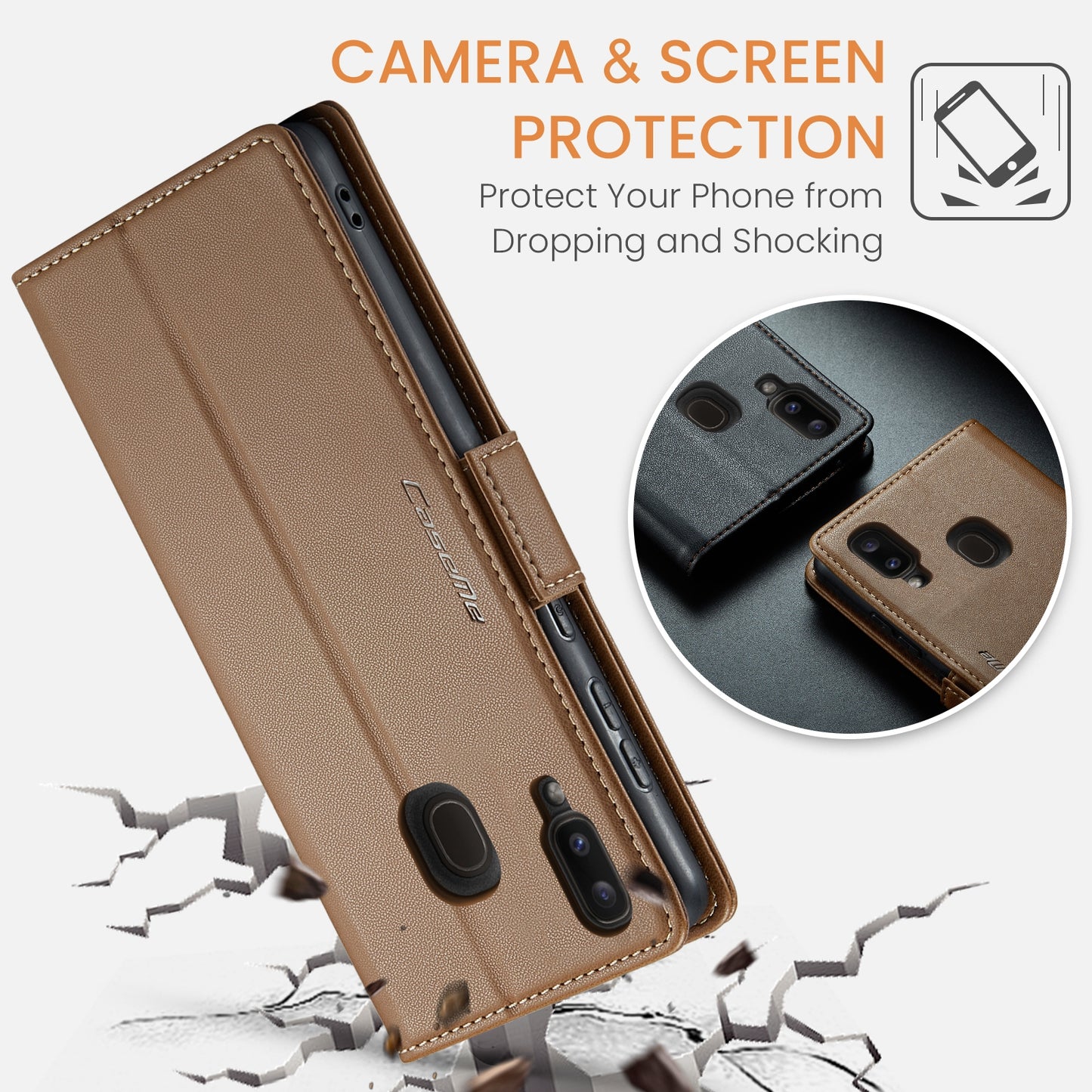 For Samsung Galaxy A20/A30/M10s Case - Butterfly Buckle, Litchi Texture, RFID Anti-theft, Leather Wallet & Stand