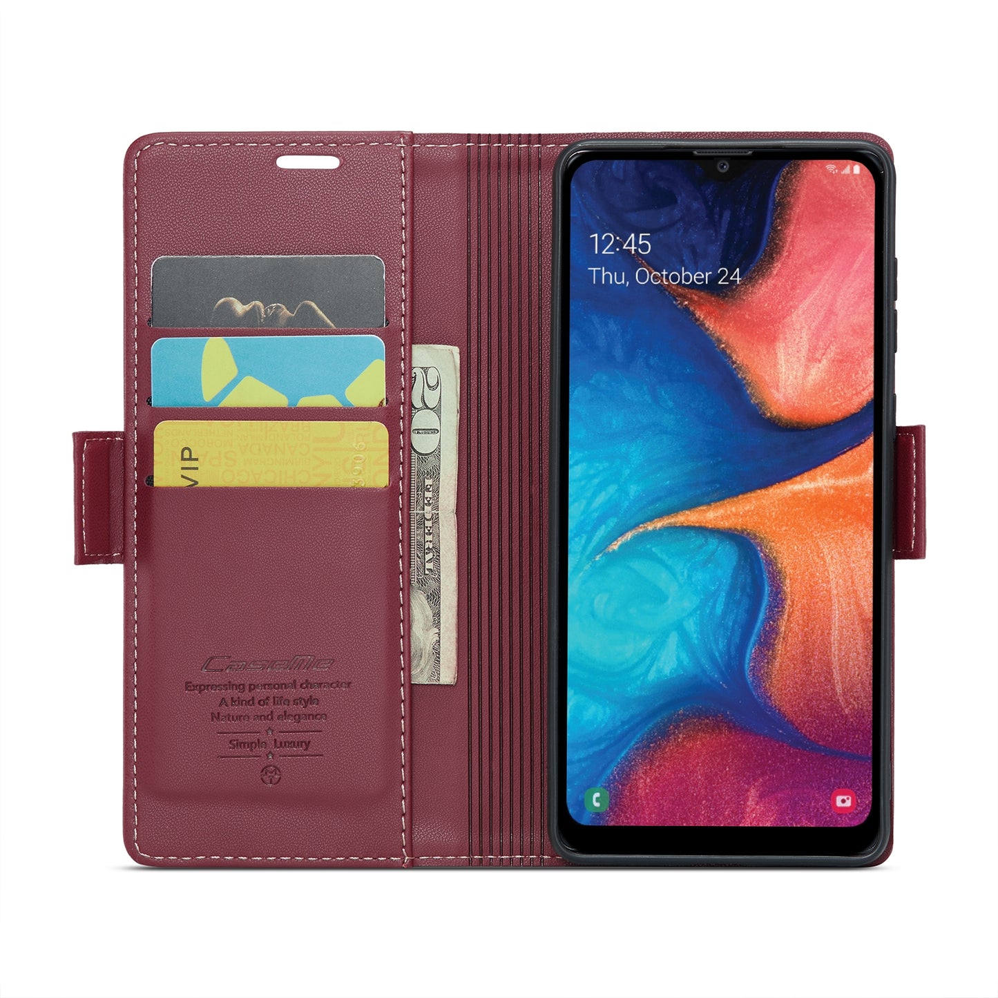 For Samsung Galaxy A20/A30/M10s Case - Butterfly Buckle, Litchi Texture, RFID Anti-theft, Leather Wallet & Stand