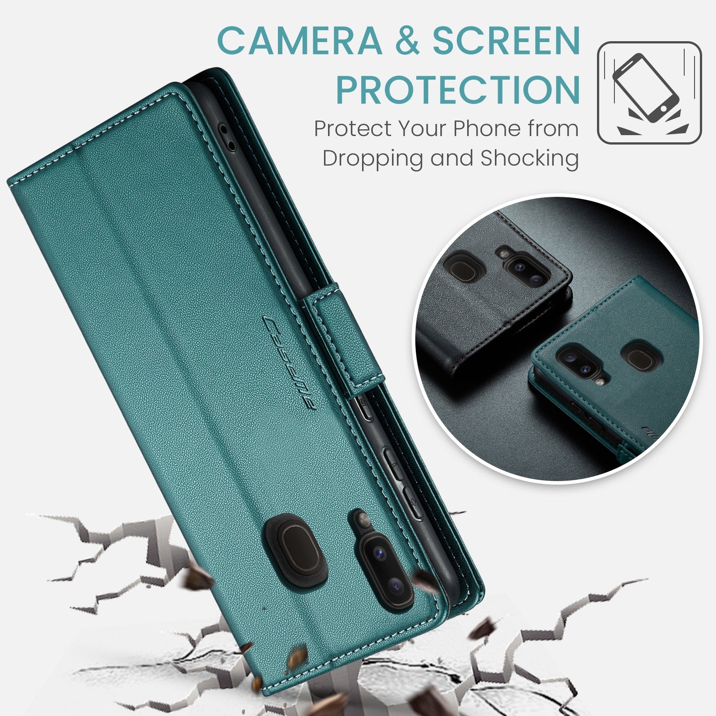 For Samsung Galaxy A20/A30/M10s Case - Butterfly Buckle, Litchi Texture, RFID Anti-theft, Leather Wallet & Stand