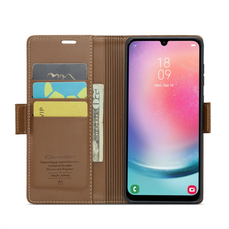 Samsung Galaxy A24 4G Case - RFID Leather Wallet with Butterfly Buckle & Litchi Texture