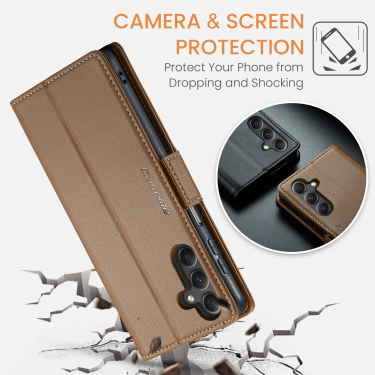 Samsung Galaxy A24 4G Case - RFID Leather Wallet with Butterfly Buckle & Litchi Texture