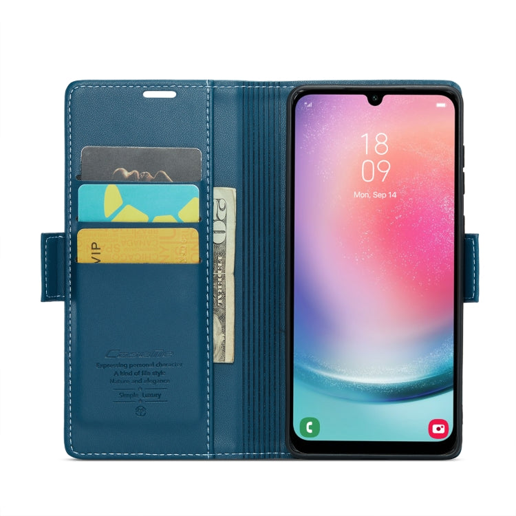 Samsung Galaxy A24 4G Case - RFID Leather Wallet with Butterfly Buckle & Litchi Texture