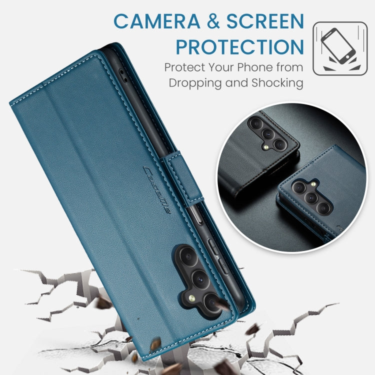 Samsung Galaxy A24 4G Case - RFID Leather Wallet with Butterfly Buckle & Litchi Texture