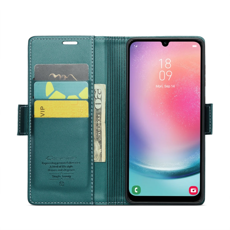 Samsung Galaxy A24 4G Case - RFID Leather Wallet with Butterfly Buckle & Litchi Texture
