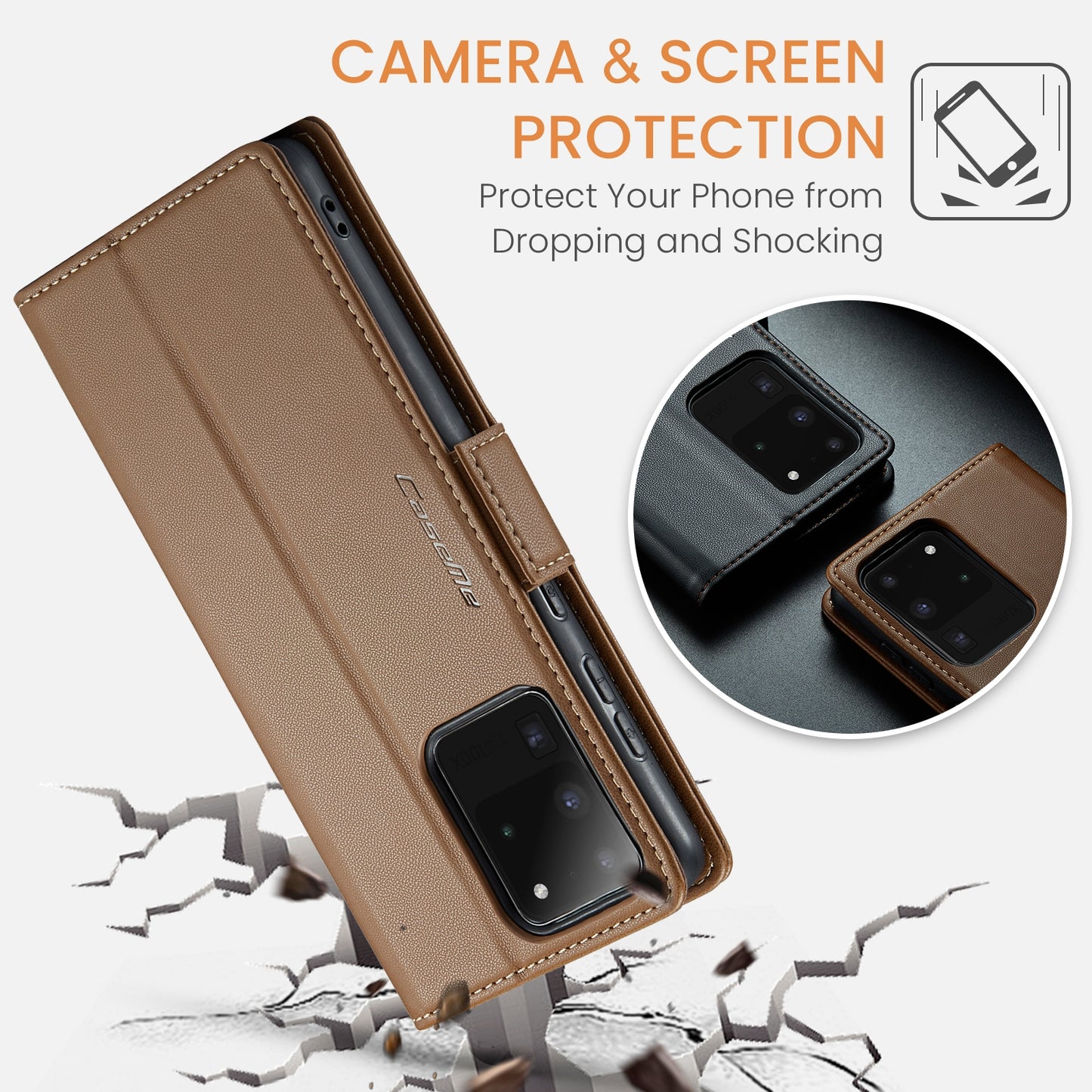For Samsung Galaxy S20 Ultra Leather Case - RFID, Card Slot, Stand, Litchi Texture
