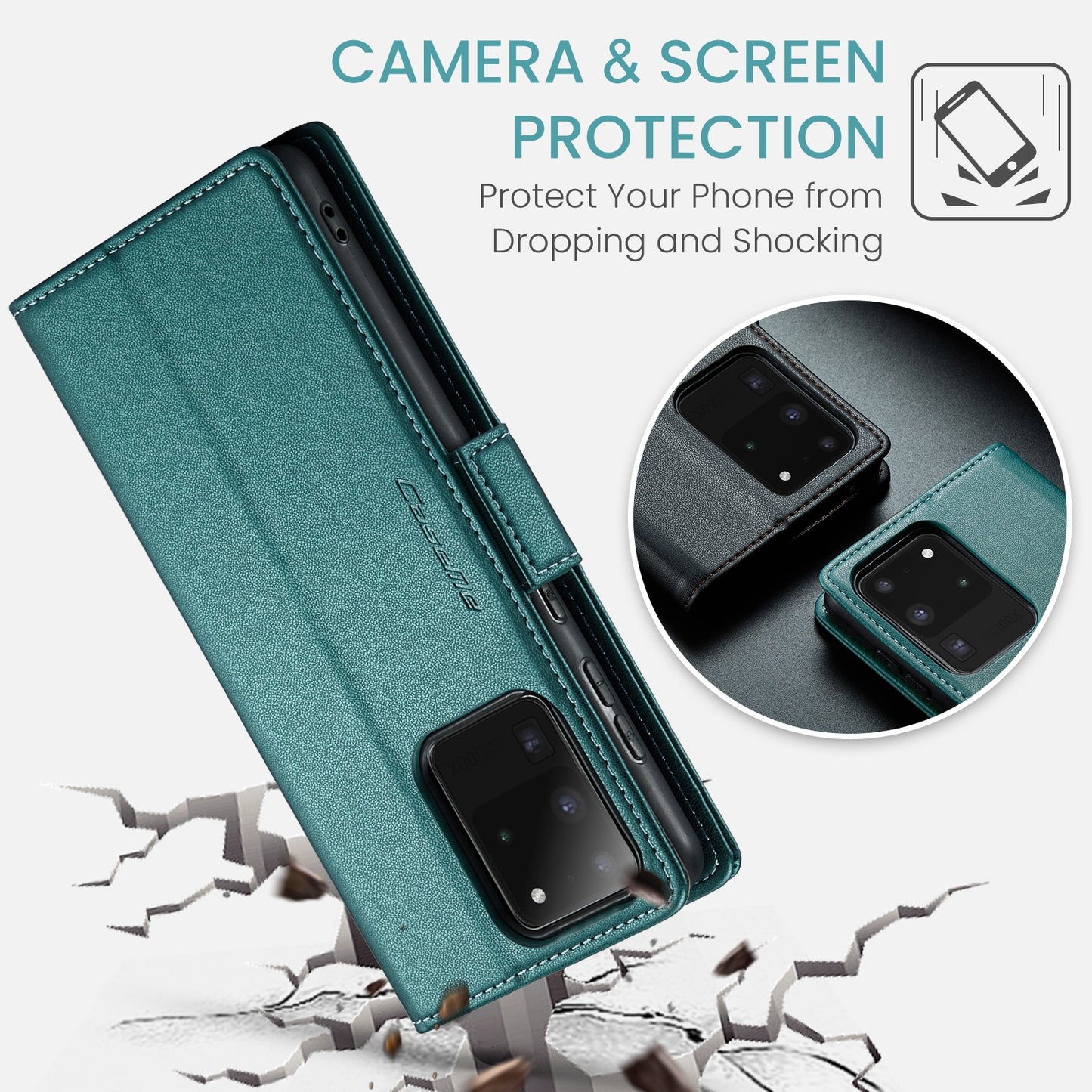 For Samsung Galaxy S20 Ultra Leather Case - RFID, Card Slot, Stand, Litchi Texture