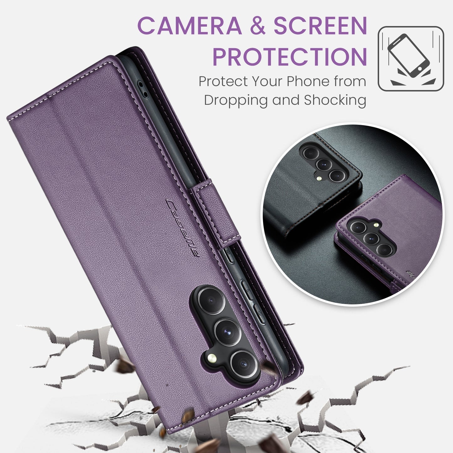 Samsung Galaxy S23 FE 5G Leather Case - RFID, Butterfly Buckle, Litchi Texture