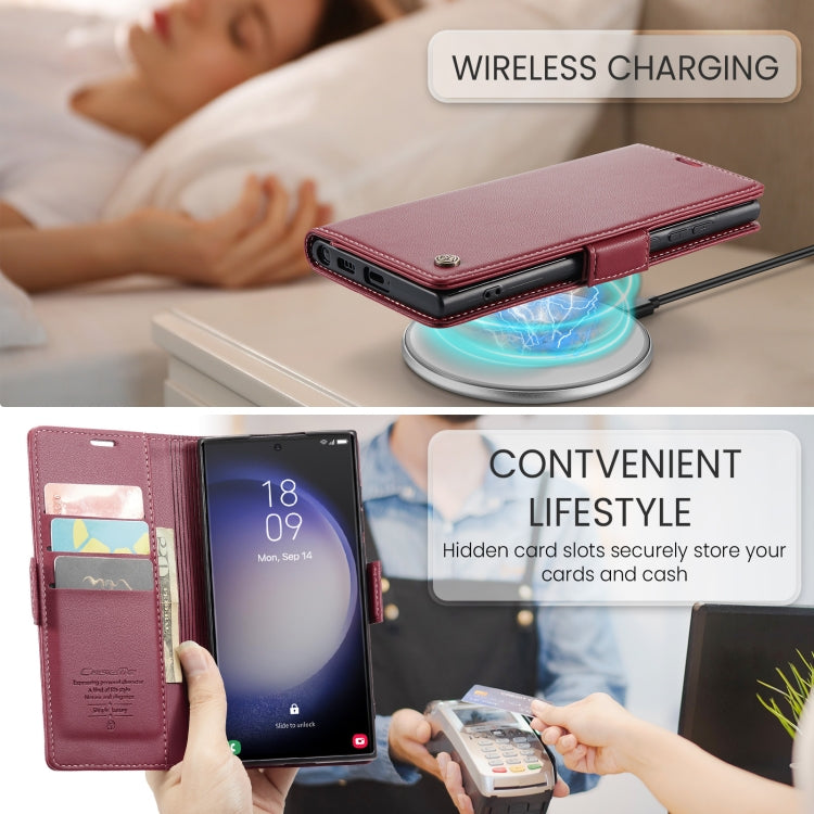 For Samsung Galaxy S24 Ultra Leather Case - RFID Anti-Theft, Litchi Texture, Stand & Card Holder