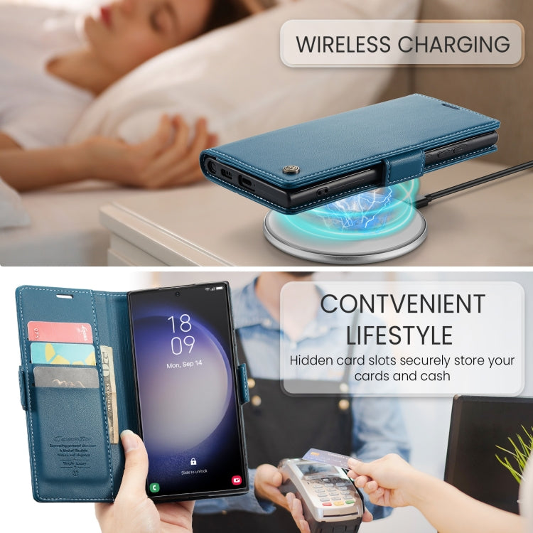 For Samsung Galaxy S24 Ultra Leather Case - RFID Anti-Theft, Litchi Texture, Stand & Card Holder