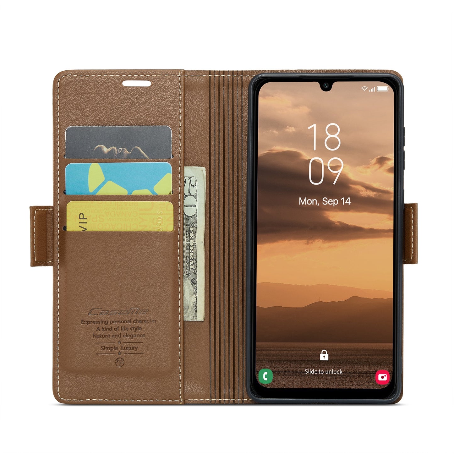 For Samsung Galaxy A25 5G Leather Case - RFID, Butterfly Buckle, Card Slot, Stand - Litchi Texture