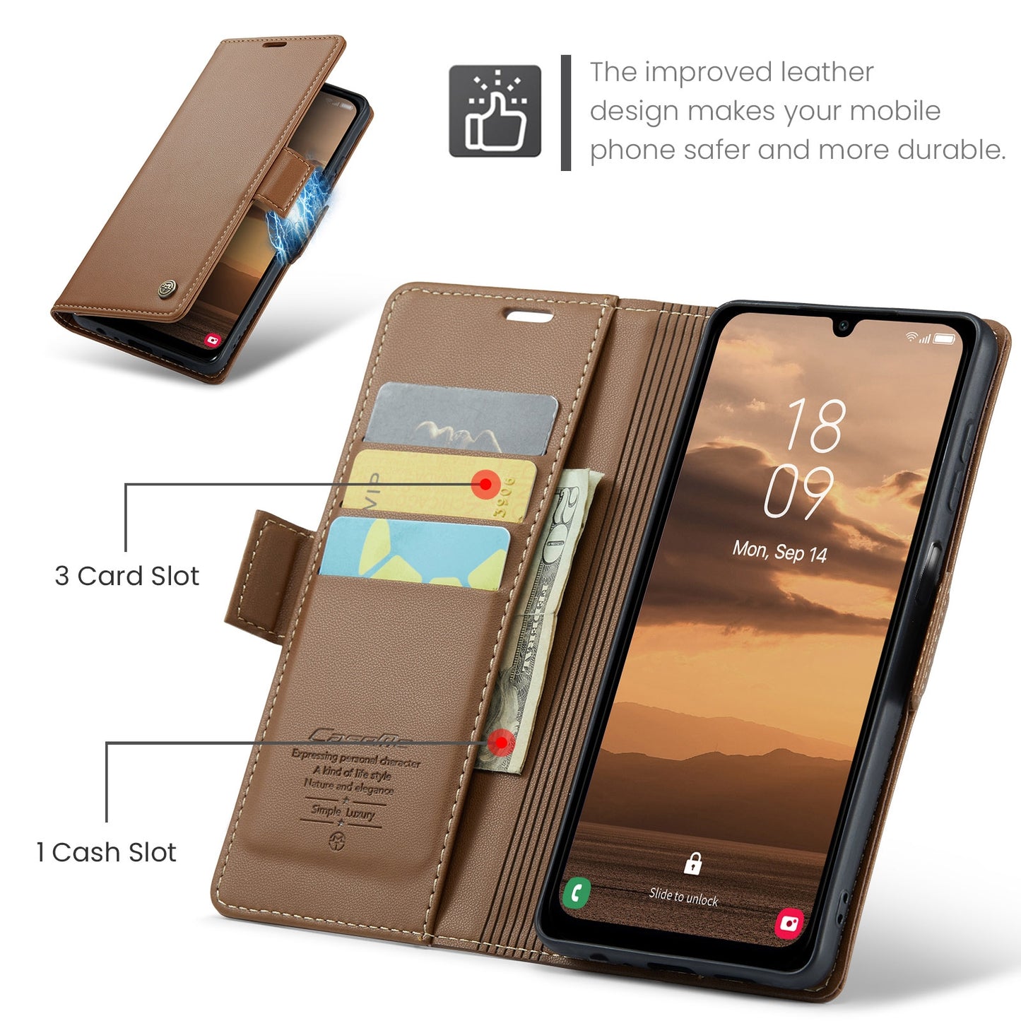 For Samsung Galaxy A25 5G Leather Case - RFID, Butterfly Buckle, Card Slot, Stand - Litchi Texture