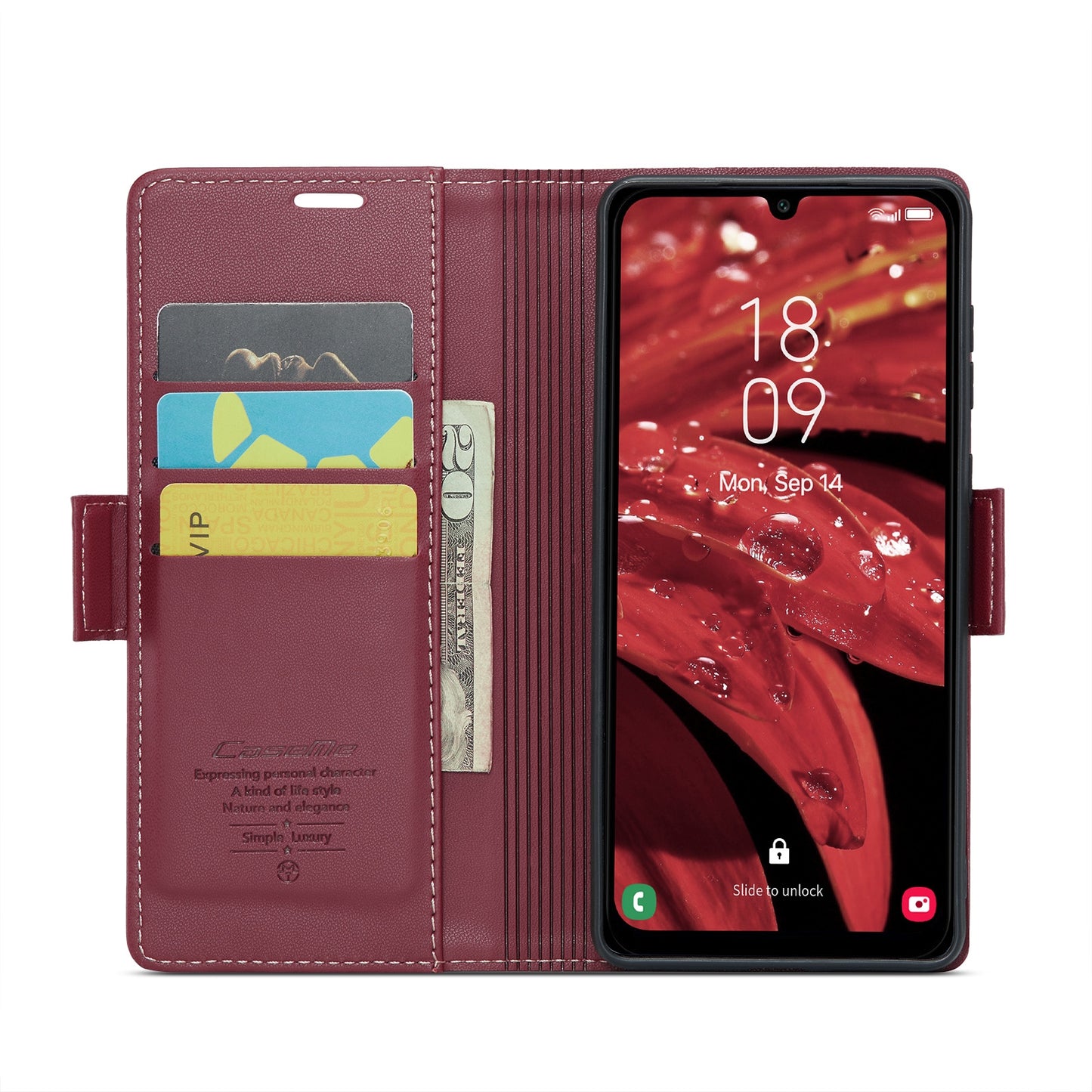For Samsung Galaxy A25 5G Leather Case - RFID, Butterfly Buckle, Card Slot, Stand - Litchi Texture