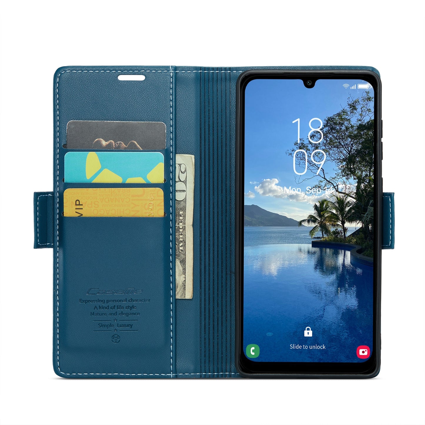 For Samsung Galaxy A25 5G Leather Case - RFID, Butterfly Buckle, Card Slot, Stand - Litchi Texture