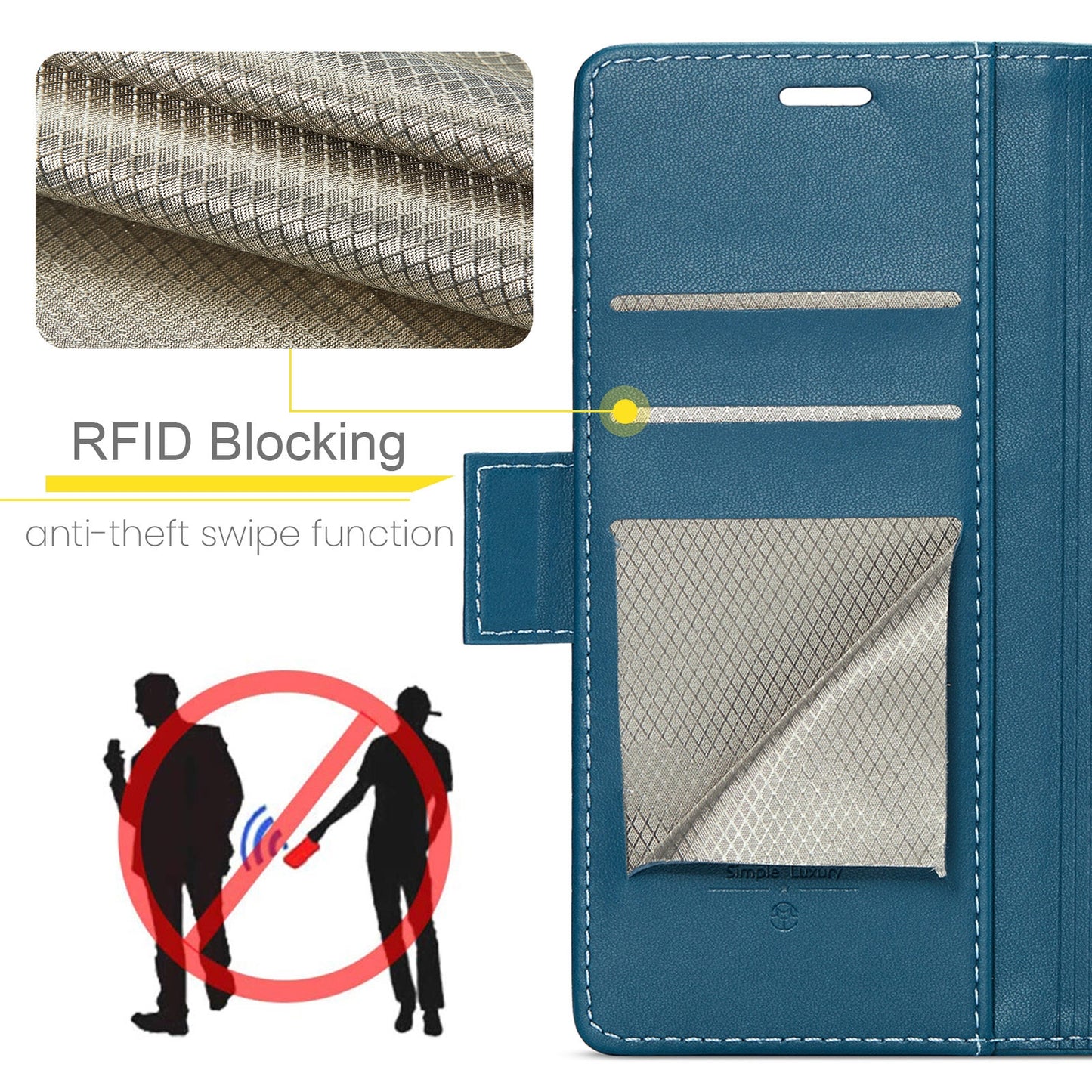 For Samsung Galaxy A25 5G Leather Case - RFID, Butterfly Buckle, Card Slot, Stand - Litchi Texture