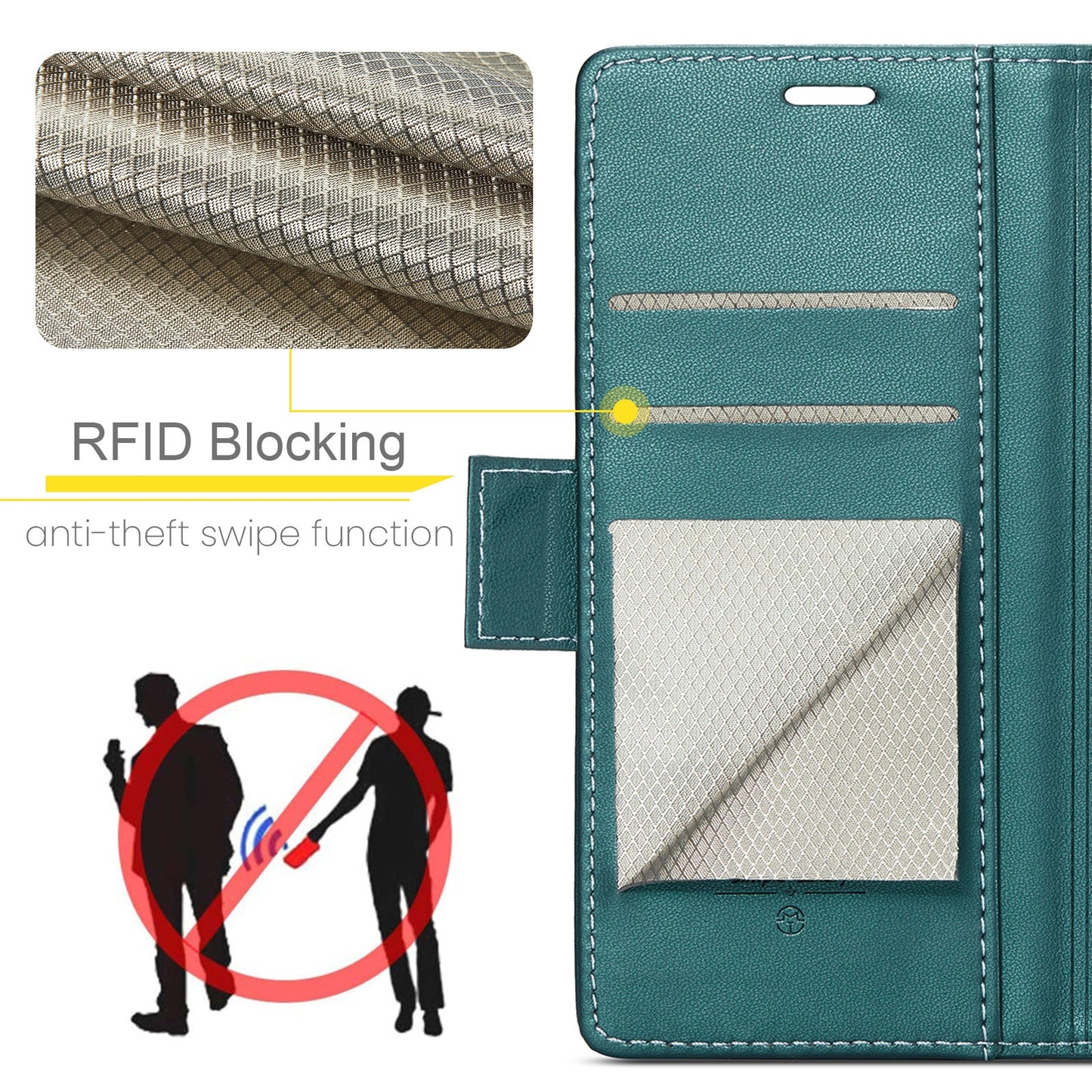 For Samsung Galaxy A25 5G Leather Case - RFID, Butterfly Buckle, Card Slot, Stand - Litchi Texture
