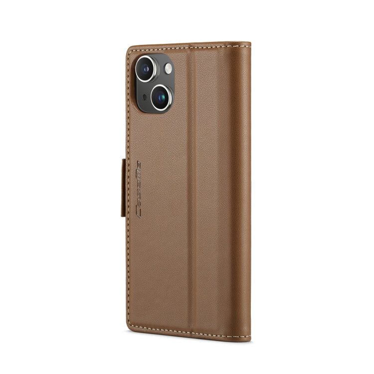 For iPhone 13 Leather Case - RFID, Butterfly Buckle, Card Slot, Litchi Texture