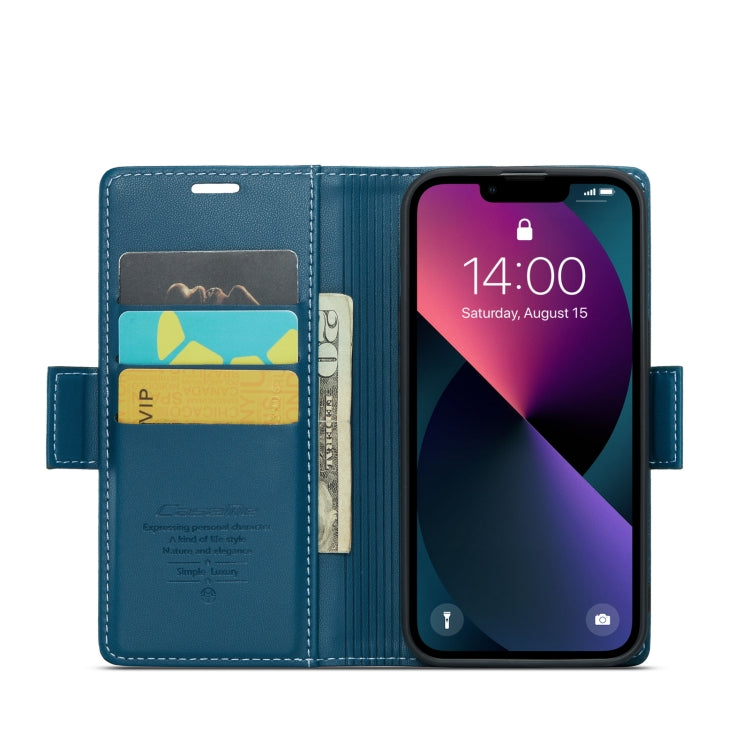 For iPhone 13 Leather Case - RFID, Butterfly Buckle, Card Slot, Litchi Texture