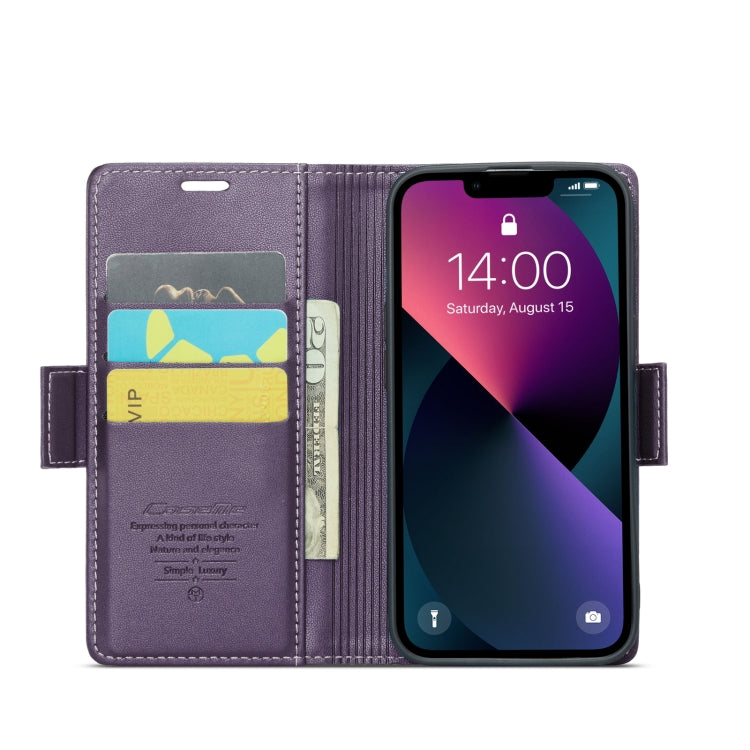 For iPhone 13 Leather Case - RFID, Butterfly Buckle, Card Slot, Litchi Texture