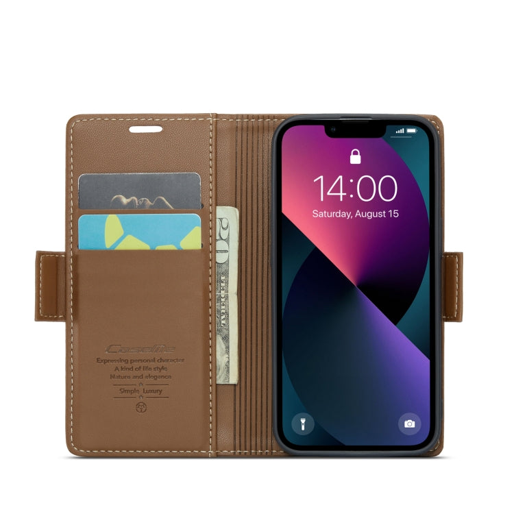 iPhone 13 mini Case - RFID, Butterfly Buckle, Card Slot, Litchi Leather