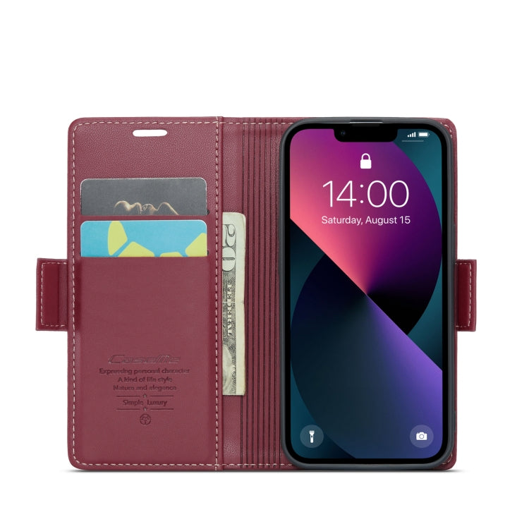 iPhone 13 mini Case - RFID, Butterfly Buckle, Card Slot, Litchi Leather
