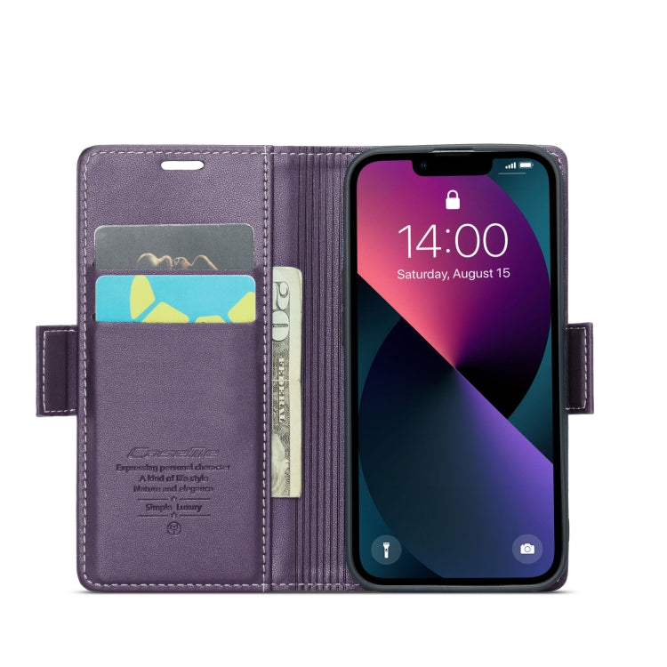 iPhone 13 mini Case - RFID, Butterfly Buckle, Card Slot, Litchi Leather