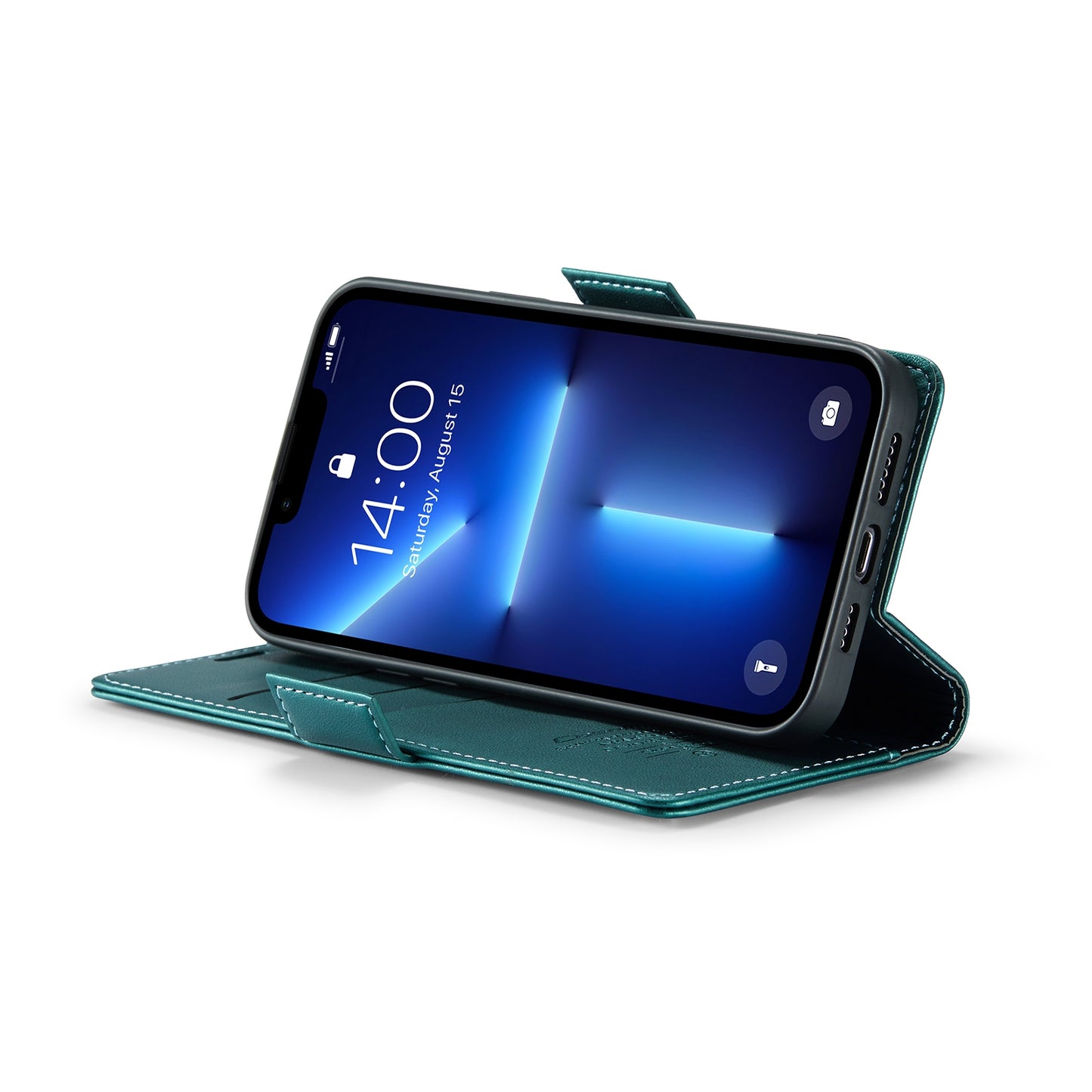 For iPhone 13 Pro Leather Case - RFID, Butterfly Buckle, Card Slot, Litchi Texture