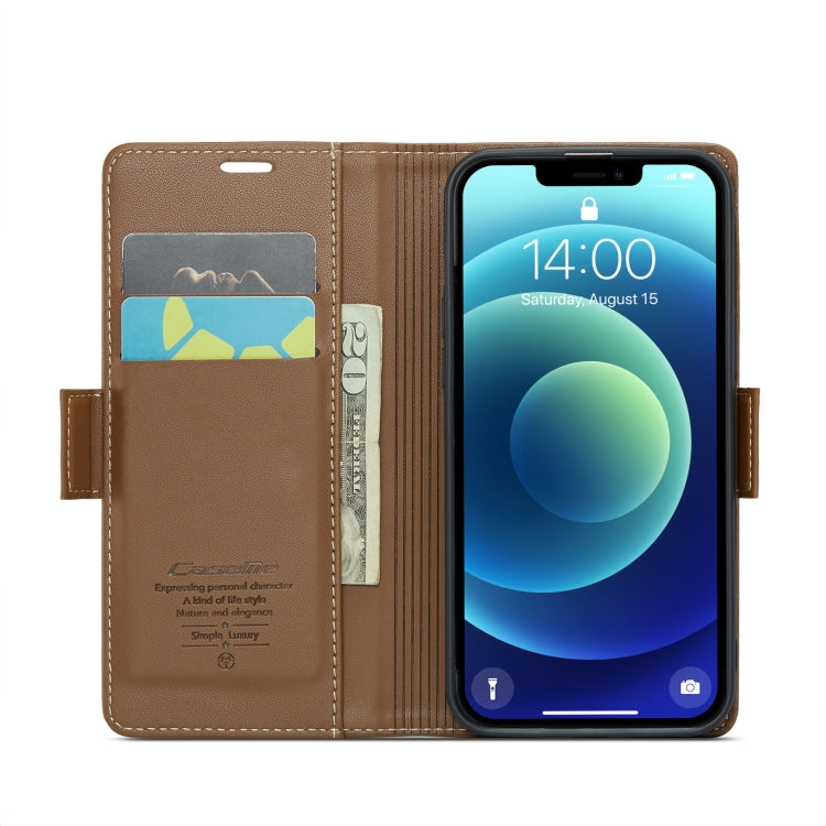 For iPhone 12 mini Case - Butterfly Buckle, RFID, Litchi Leather, Card Slot