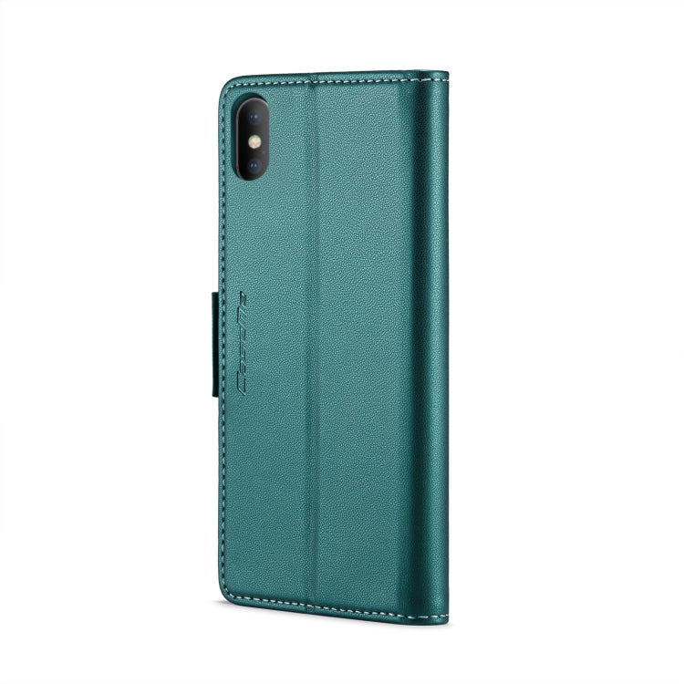 For iPhone XS Max Leather Case - RFID Anti-Theft, Butterfly Buckle, Litchi Texture, Card Slot