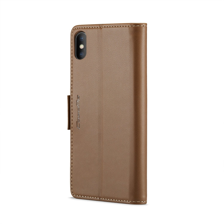 For iPhone XS Leather Case - RFID Anti-Theft, Butterfly Buckle, Litchi Texture, Card Slot