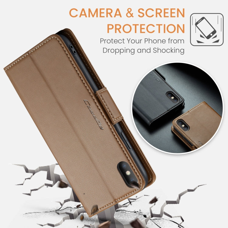 For iPhone XS Leather Case - RFID Anti-Theft, Butterfly Buckle, Litchi Texture, Card Slot