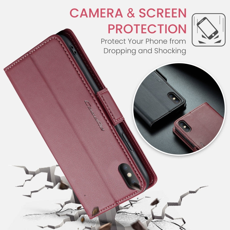 For iPhone XS Leather Case - RFID Anti-Theft, Butterfly Buckle, Litchi Texture, Card Slot