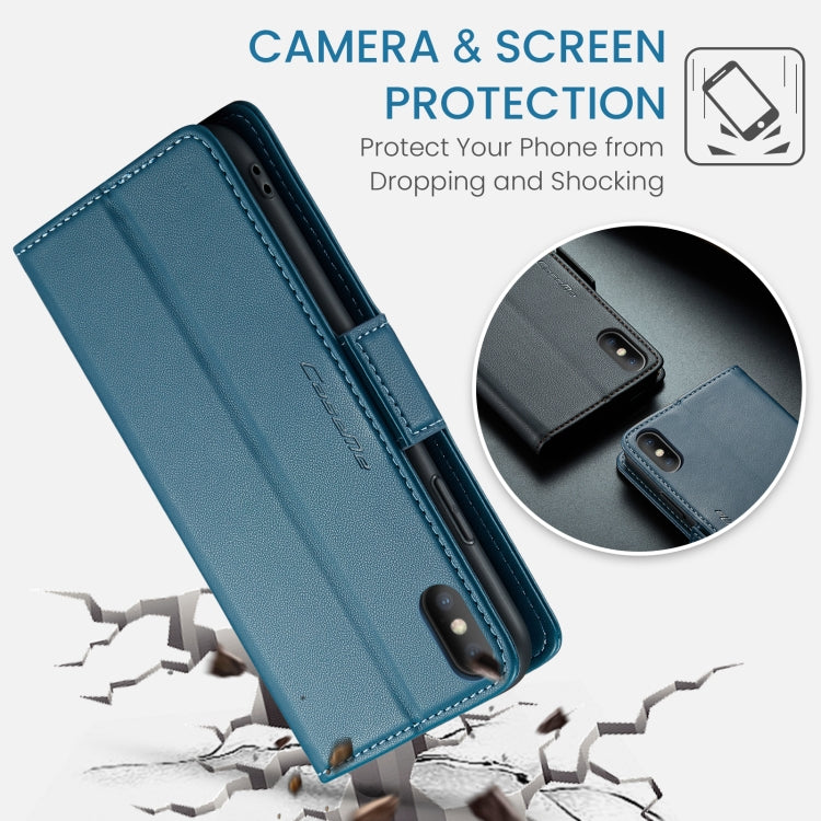 For iPhone XS Leather Case - RFID Anti-Theft, Butterfly Buckle, Litchi Texture, Card Slot