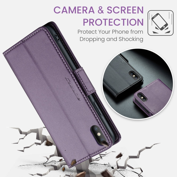 For iPhone XS Leather Case - RFID Anti-Theft, Butterfly Buckle, Litchi Texture, Card Slot