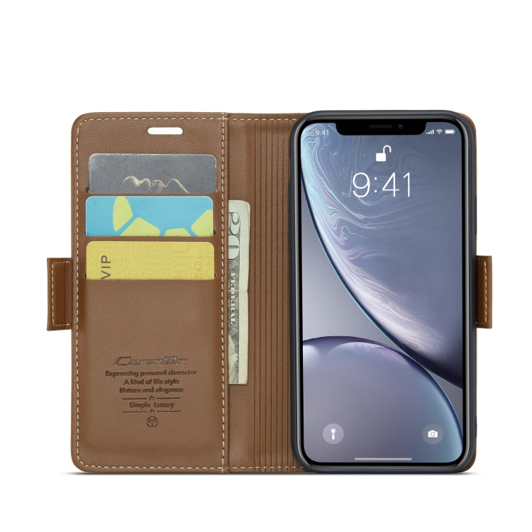 For iPhone XR Leather Case - RFID Anti-Theft, Butterfly Buckle, Litchi Texture, Card Slot