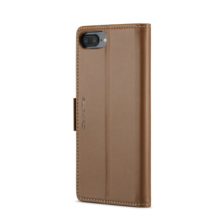 For iPhone 6 Plus/7 Plus/8 Plus Leather Case - RFID Anti-Theft, Butterfly Buckle, Litchi Texture, Card Slot