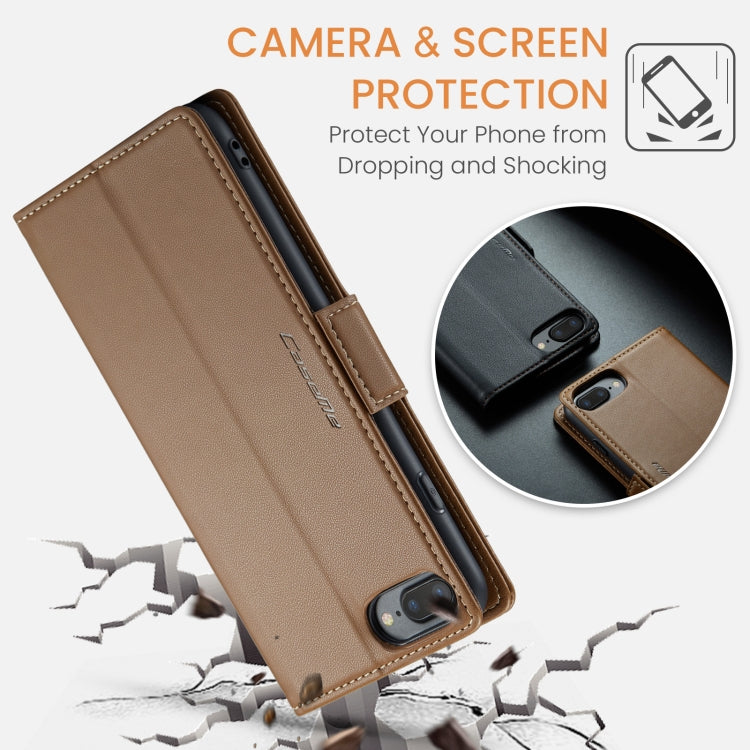 For iPhone 6 Plus/7 Plus/8 Plus Leather Case - RFID Anti-Theft, Butterfly Buckle, Litchi Texture, Card Slot