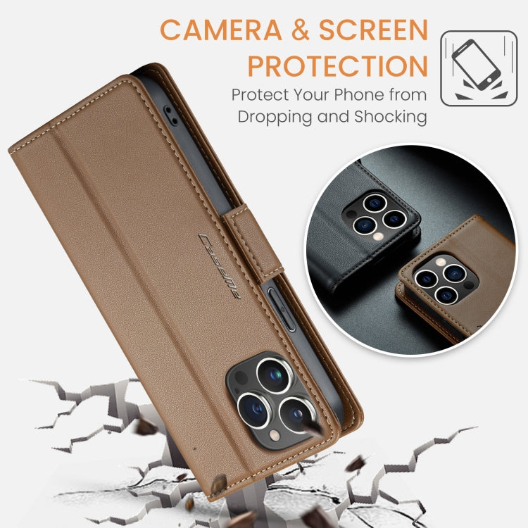 For iPhone 15 Pro Case - RFID Anti-Theft, Butterfly Buckle, Card Slot, Litchi Leather