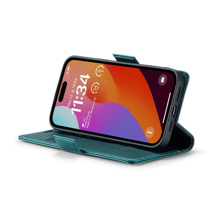 For iPhone 15 Pro Case - RFID Anti-Theft, Butterfly Buckle, Card Slot, Litchi Leather