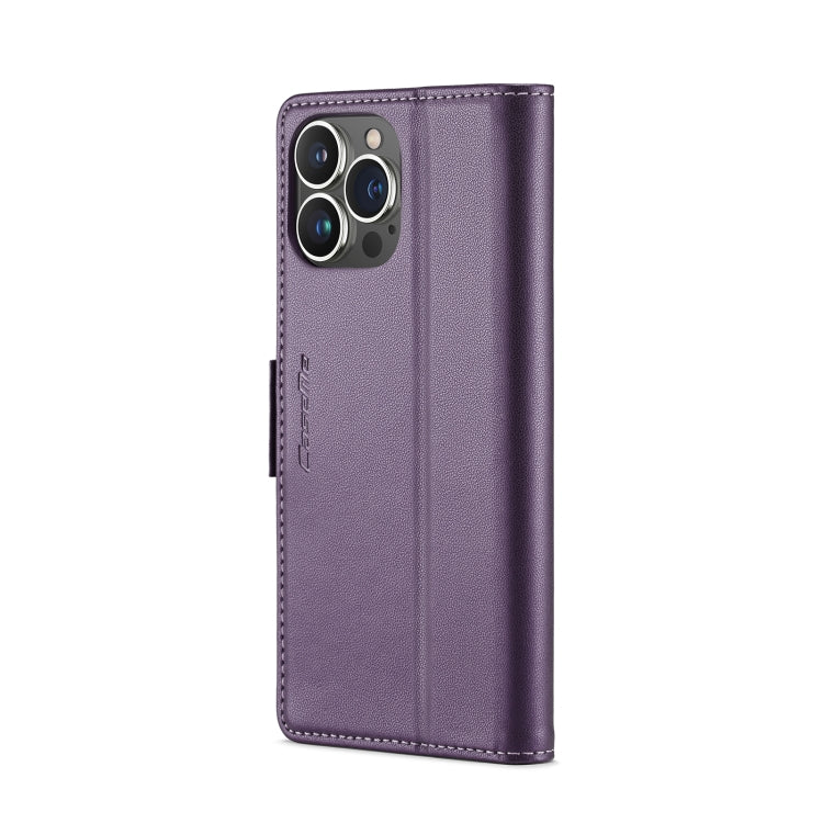 For iPhone 15 Pro Case - RFID Anti-Theft, Butterfly Buckle, Card Slot, Litchi Leather