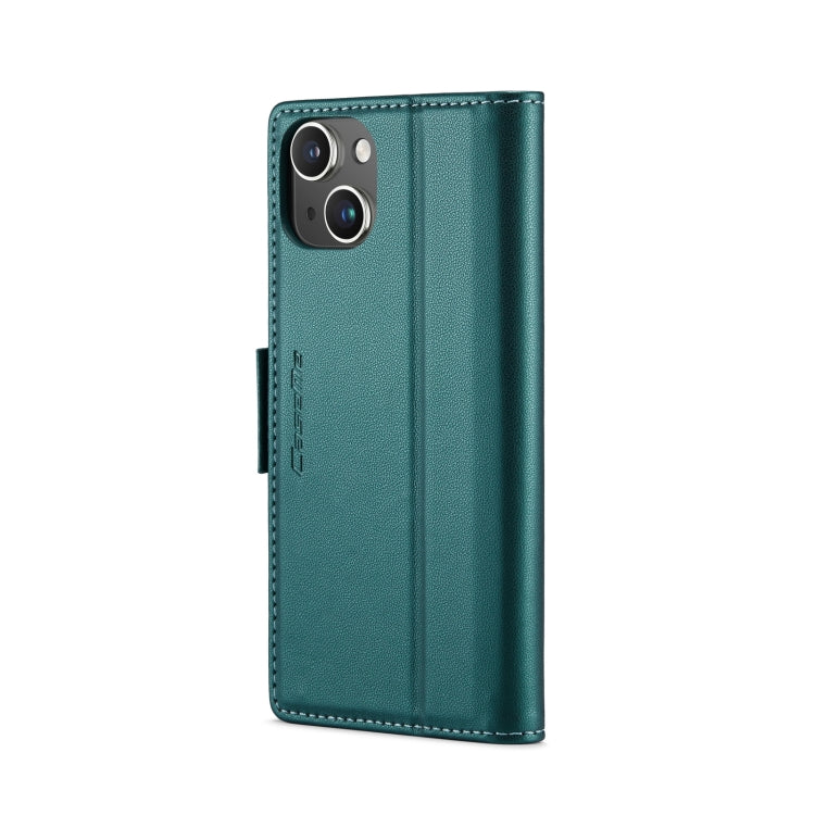 For iPhone 15 Plus Case - RFID, Butterfly Buckle, Card Slot, Litchi Leather