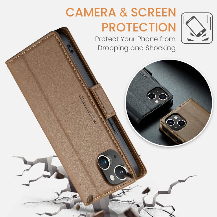 For iPhone 15 Leather Case - RFID Anti-Theft, Butterfly Buckle, Card Slot, Litchi Texture