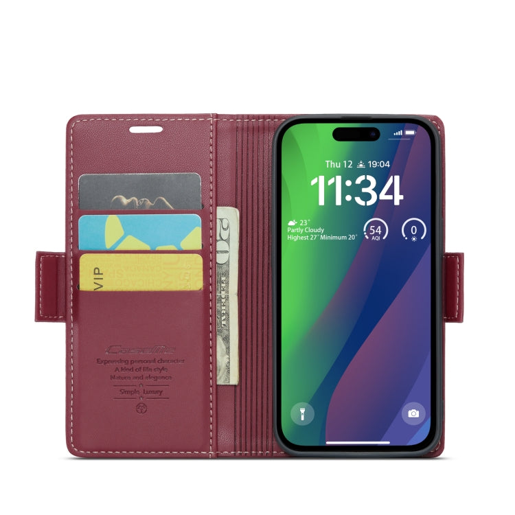 For iPhone 15 Leather Case - RFID Anti-Theft, Butterfly Buckle, Card Slot, Litchi Texture