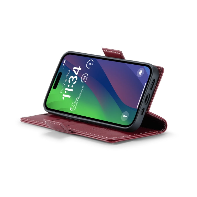 For iPhone 15 Leather Case - RFID Anti-Theft, Butterfly Buckle, Card Slot, Litchi Texture