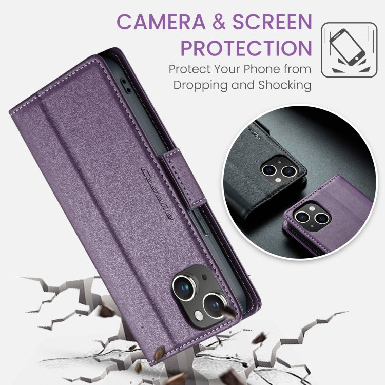 For iPhone 15 Leather Case - RFID Anti-Theft, Butterfly Buckle, Card Slot, Litchi Texture