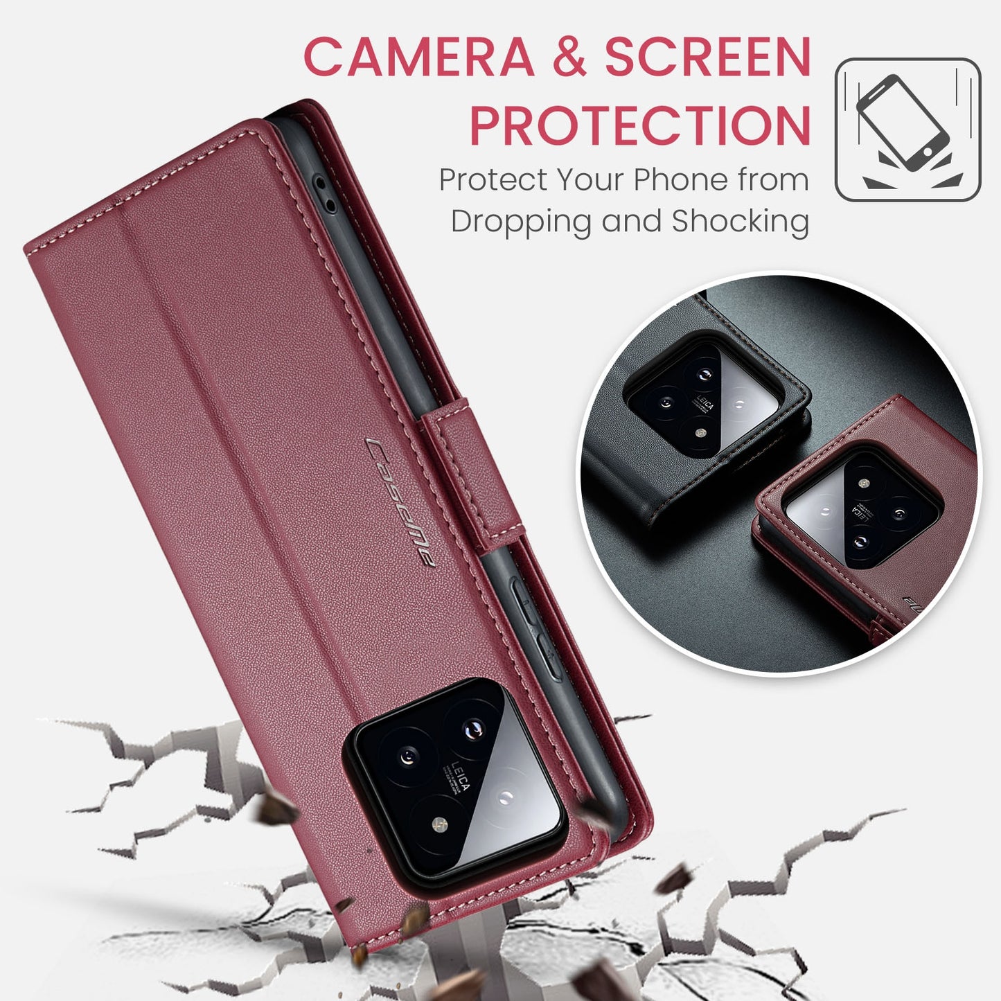 For Xiaomi 14 Leather Case - RFID Anti-Theft, Litchi Texture, Wallet & Stand Design