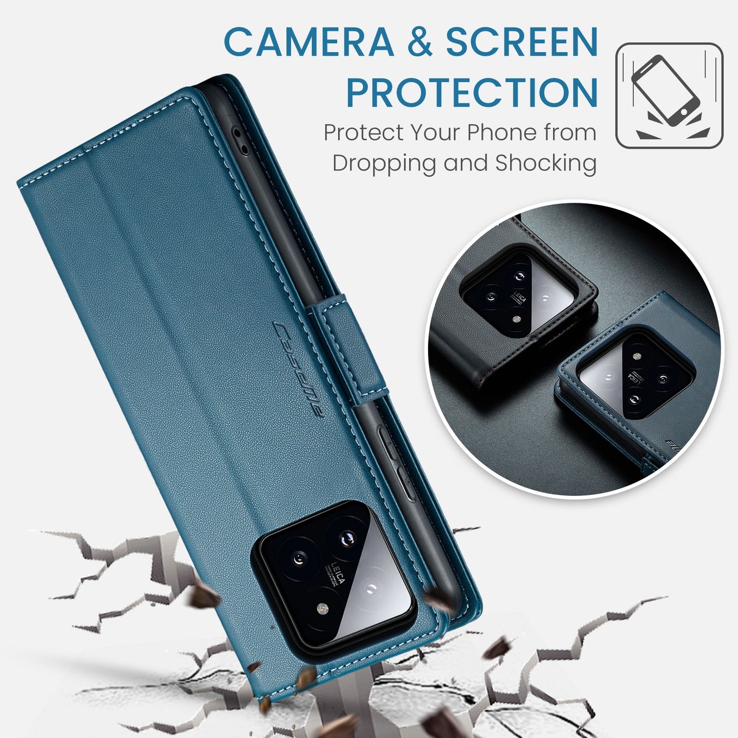 For Xiaomi 14 Leather Case - RFID Anti-Theft, Litchi Texture, Wallet & Stand Design